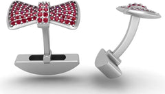 925 Sterling Silver Bow Tie Cufflinks with Gemstones | Men’s Formal Shirt Accessories for Weddings, Parties, and Business