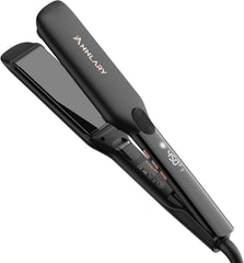 Hair Straightener 1 Inch Flat Iron and Curler 2 in 1 Titanium Ceramic Ionic Dual Voltage Straightener with Heat-Resistant Silicone, for Less Frizz, Shinier & Smoother