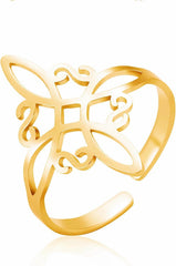 Celtic Knots Ring Stainless Steel Engagement Knuckle Ring Geometric Cross Flower Knot Finger Joint Rings Adjustable Amulet Jewelry for Women Men