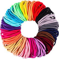 TecUnite 200 Pieces No Metal Hair Elastics Bulk Rubber Bands Hair Ties Ponytail Holders for Women(Multicolor)