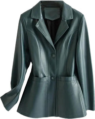Fashion Sheepskin Jackets Women Long Sleeve Single-Breasted Leather Coats Casual Ladies Slim Split Leather Jackets