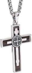 925 Sterling Silver Wooden Cross Necklace for Men Women with Stainless Steel Chain