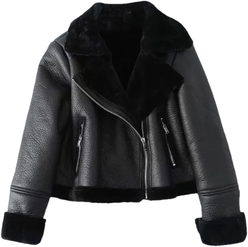 Women's Leather Jacket Warm Casual Street Retro Solid Color Comfortable Loose Thick Coat