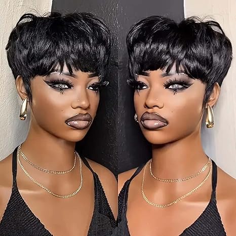 WOC Short Blonde Pixie Wigs Synthetic Hair for Black Women