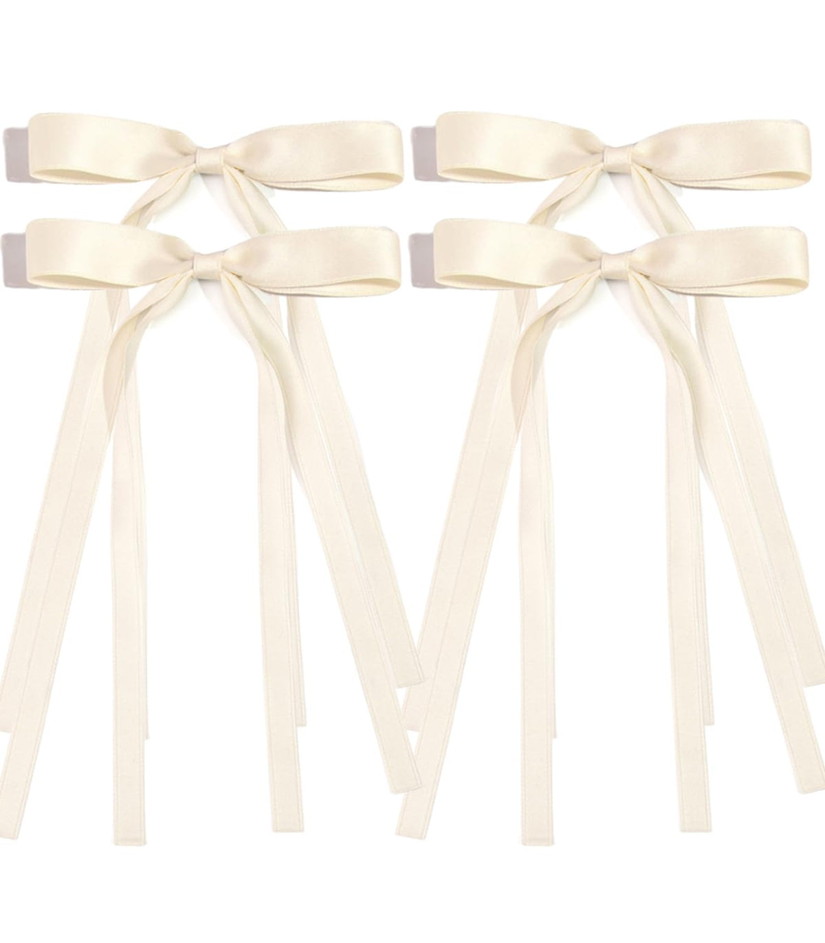 Ayesha Hair Bows Clips Ribbon Bowknot with Long Tail 4pcs White Hair Bows Barrettes Hair Accessories for Women Girls 4pcs (white)