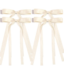 Ayesha Hair Bows Clips Ribbon Bowknot with Long Tail 4pcs White Hair Bows Barrettes Hair Accessories for Women Girls 4pcs (white)