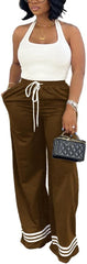 Nimsruc Wide Leg Sweatpants for Women High Waisted Drawstring Casual Loose Long Pants with Pockets