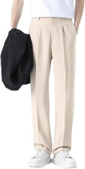 Dualego Mens Pants, EaseMotions Super Stretch Ice Silk Comfort Everyday Pants, Stretch Waist Mens Dress Pant