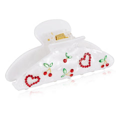 LILIE&WHITE Acrylic Hair Clips Claws For Women With The Rhinestone Pattern In Red Cherry Shape Hair Clip For Thick Hair Hair clips for styling sectioning 1PC