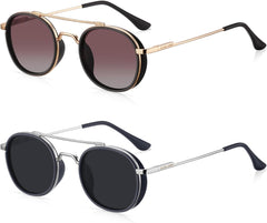 2 Pcs Couple Driving Sunglass Gift Set: EL97R Genuine UV400 HD Polarized Shades | Men Women Unisex