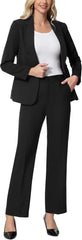 Lamgool Women's Suits 2 Piece Blazer Pants Set Peak Lapel One Button Business Outfits for Work Professional
