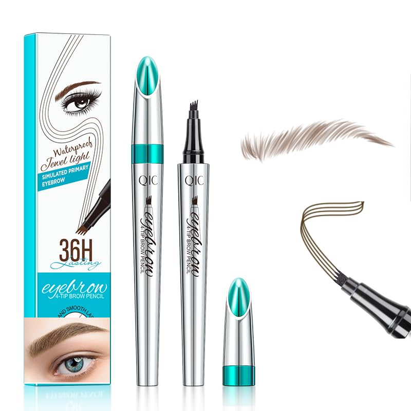 Q703 Waterproof Precision Eyebrow Stylus Pen for Natural, Lasting Brows, 4-Tip (4#Black)