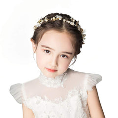 𝗪𝗲𝗱𝗱𝗶𝗻𝗴 𝗛𝗮𝗶𝗿 𝗔𝗰𝗰𝗲𝘀𝘀𝗼𝗿𝗶𝗲𝘀 𝗳𝗼𝗿 𝗞𝗶𝗱𝘀, Princess Headpiece White Flower Headband Pearl Hair Dress for Girl and Flower Girls Cute Bridal Wedding Hair Band