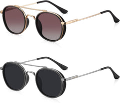 2 Pcs Couple Driving Sunglass Gift Set: EL97R Genuine UV400 HD Polarized Shades | Men Women Unisex