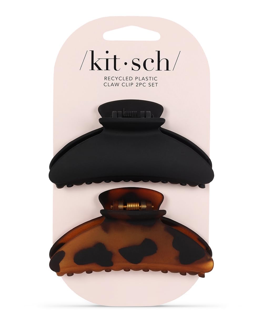 Kitsch Medium Hair Clips for Women, Strong Hold, Recycled Plastic Claw Clips for Thick Hair | Great for Updo, Half Up Hairstyle - 2pcs, Black and Tort
