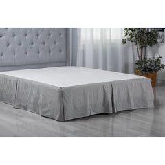 WHOLINENS Cotton Tailored Bed Skirt Box Pleat Striped