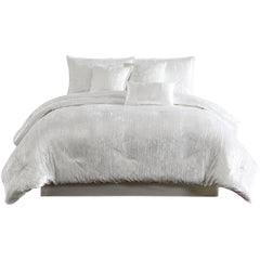 Jay 7 Piece King Comforter Set, Polyester Velvet Deluxe Texture, White