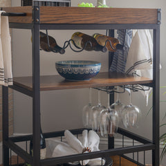 Linon Wheeler Industrial Kitchen & Wine Cart