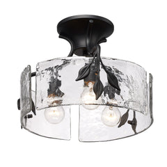 Golden Lighting Calla 3-light Semi-Flush Mount in Natural Black