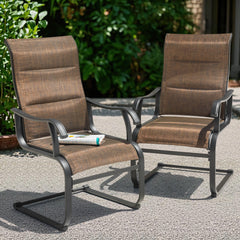 Outdoor Patio Dining Chairs, Breathable Textilene, Iron Frame