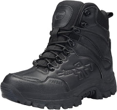 EinPlus Men's Tactical Ankle Boots: Side Zipper Military Work Boots, Hook & Loop Closure