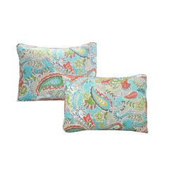 Paisley Floral Turquoise Blue Coral Yellow Grey Green Microfiber Reversible DayBed Quilted Bedding Set