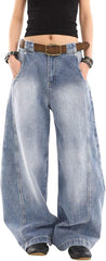 Barrel Jeans for Woman Men High Waisted Baggy Wide Leg Pants Denim Sweatpants Boyfriend Streetwear Clothes