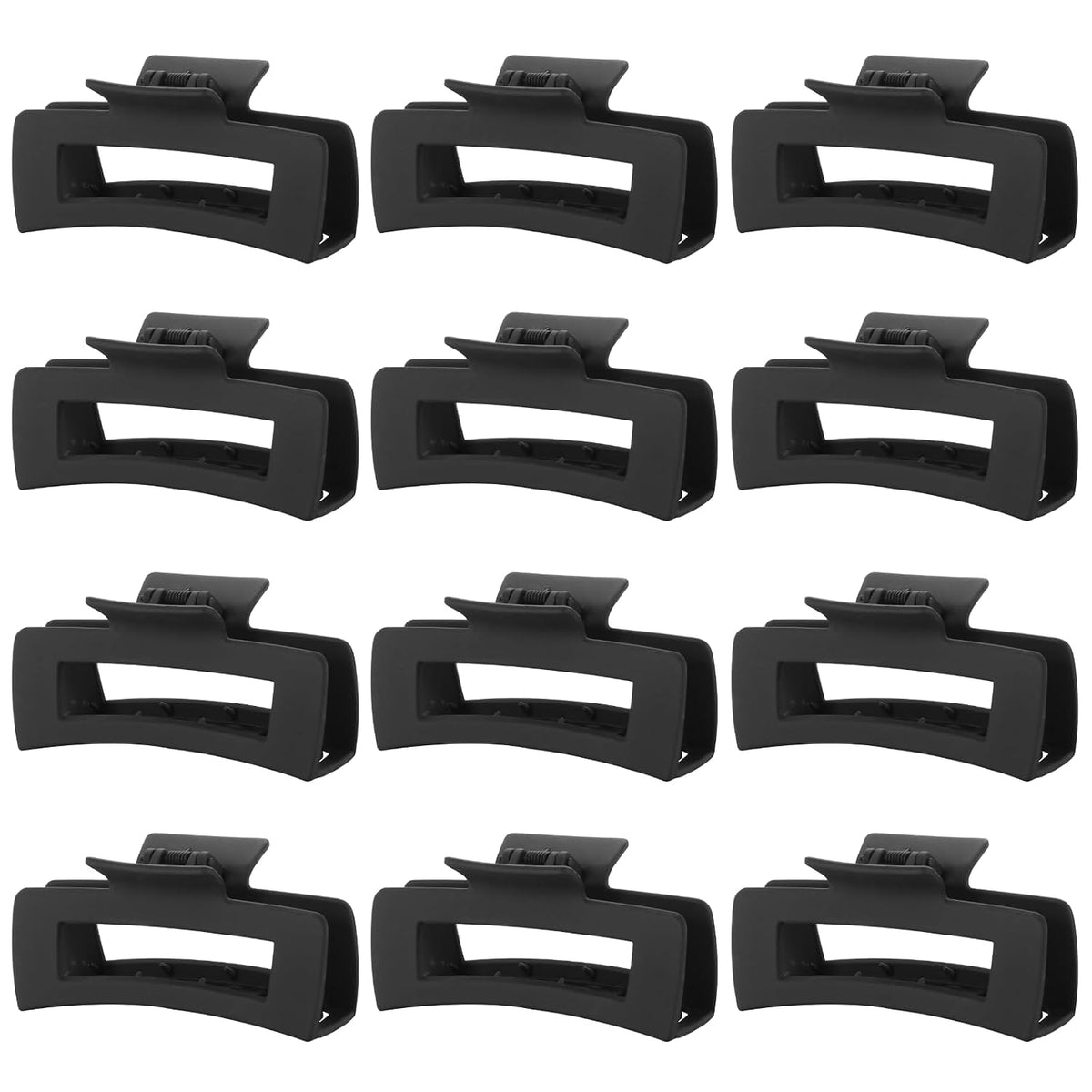 12 Pcs Pink Large Square Hair Claw Clips for Women, 4.3-Inch Matte Rectangle Claw, Strong Hold Non-slip Hair Clips for Thick & Thin Hair