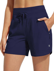 baleaf Women's 5" Swim Board Shorts High Waisted Quick Dry UPF 50+ Swimsuit Swimming Bottoms with Boxer Liner Zipper Pockets