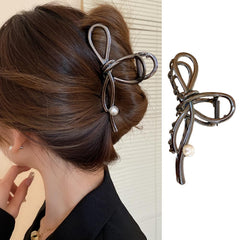 Metal Gunmetal Black Rose Hair Claw Clips - Large Heart Non-Slip Jaw Clips for Women & Girls - Strong Hold for Thick/Thin Hair