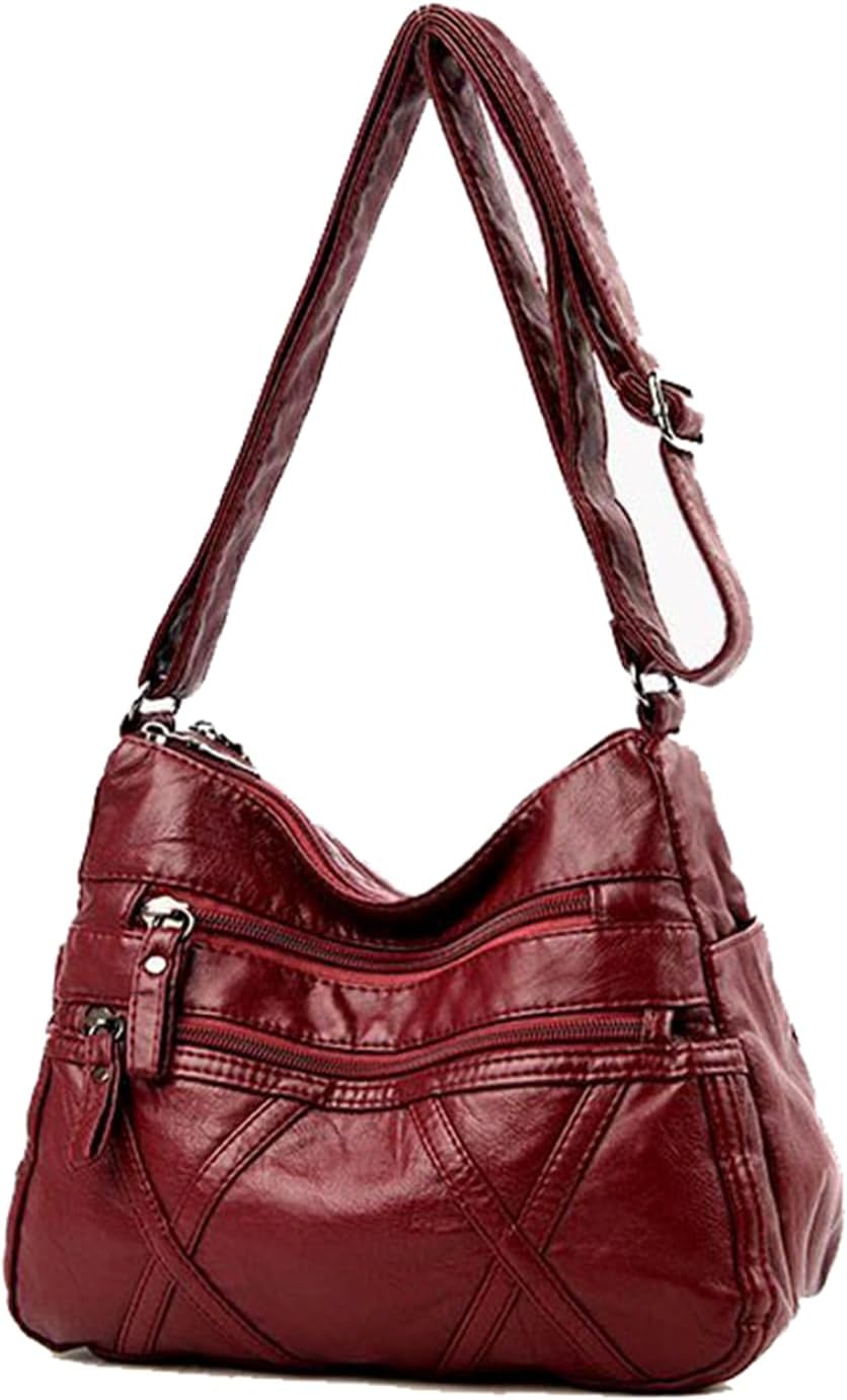 Triple Zip Crossbody Bags for Women Multiple Pockets Bag Ladies houlder Handbags with