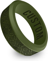 Personalized Celtic Knot Beveled Silicone Ring, Wedding or Engagement,Trinity Knot Band, Celtic Triangle Bands