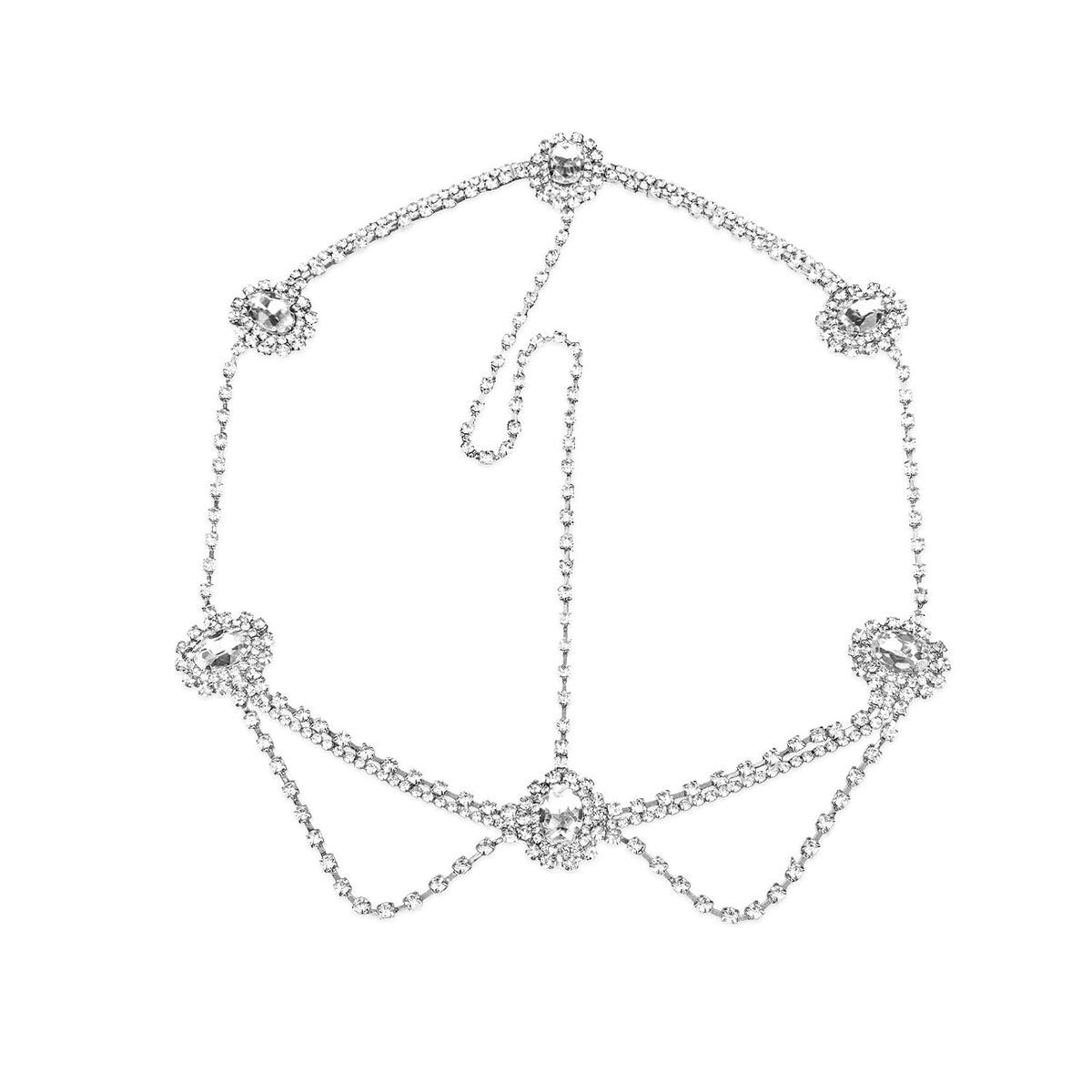 Silver Head Chain Jewelry for Women Rhinestone Headband Women Hair Chain Girls Hair accessories
