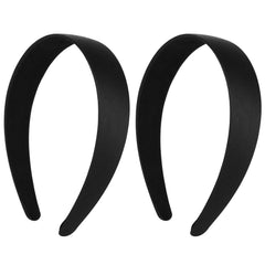 2 Pieces Satin Headbands 1 Inch Wide Hard Head Band Fashion Solid Headband Anti-slip Plain Hair Bands Diy Hair Accessories for Women Girls Halloween Christmas Valentine's Day
