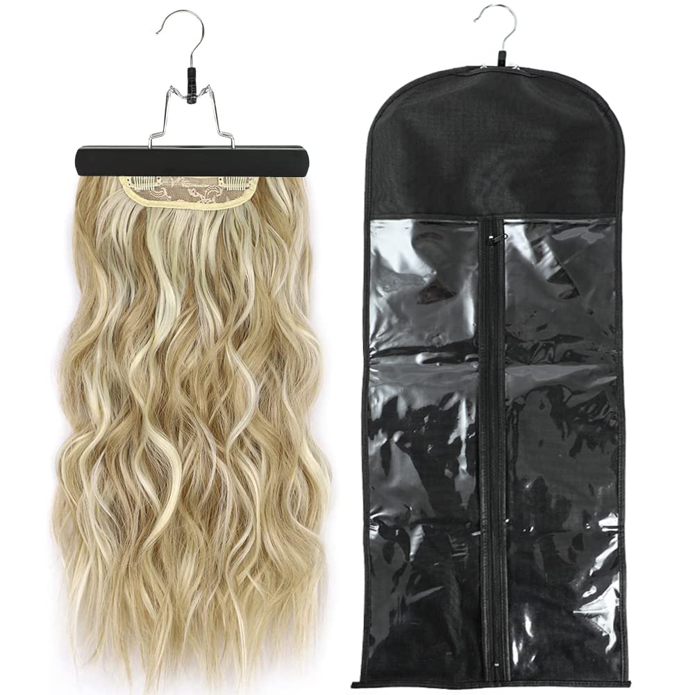 Hair Extension Holder, Extra Long Wig Storage Bag with Hanger for Multiple Wigs Hairpieces, Portable Wig Bags Storage Style Hair Travel Hair Extensions Bag (31.5 Inch, 1Pcs Black)