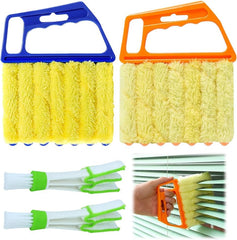 2/4 Pcs Blind Cleaner Duster Tool, Detachable Window Blind Cleaner Duster Tool, Washable 7 Fingers Dusting Cleaner Brush for Blinds Dust Dirt Cleaning (Blue+ Orange, Blue Set + Orange Set)
