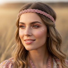 Fstrend Gold Elastic Rhinestone headbands Sparkly Crystal Headpiece Hair Accessories