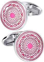 French Shirt Cufflinks Round Cuff Nails Men's Suit Business Cuff Red Enamel Cufflink(Black-JoJo's Bizarre Adventure1)