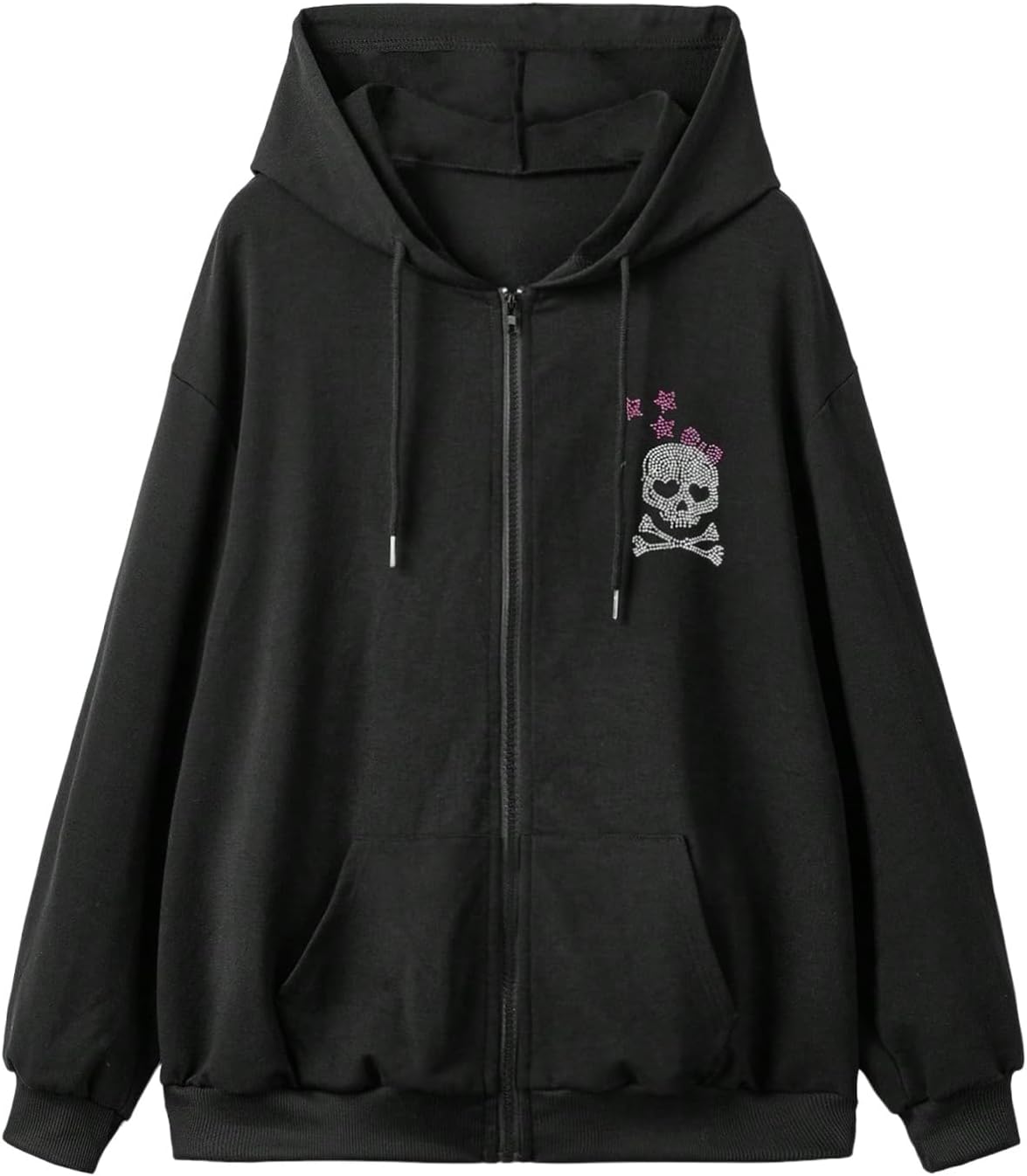 SOLY HUX Women's Gothic Hoodie Zip Up Graphic Hooded Sweatshirt Outerwear Hip Hop Outfits