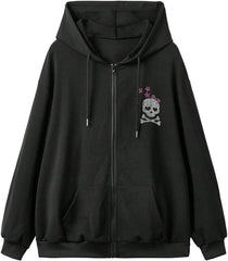 SOLY HUX Women's Gothic Hoodie Zip Up Graphic Hooded Sweatshirt Outerwear Hip Hop Outfits