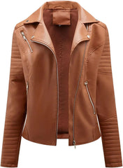 Women's Short Leather jackets Long Sleeve Large Size Motorcycle jackets Women's Zipper Leather jackets Outerwear