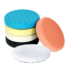 5 Inch Buffing Polishing Pads and Wool Pad, 6Pcs 5.5" Front Side for 5" Backing Plate,Compound Buffing Sponge Pads Cutting Foam Pads Kit for Car Buffer Polisher, Compounding Polishing and Waxing