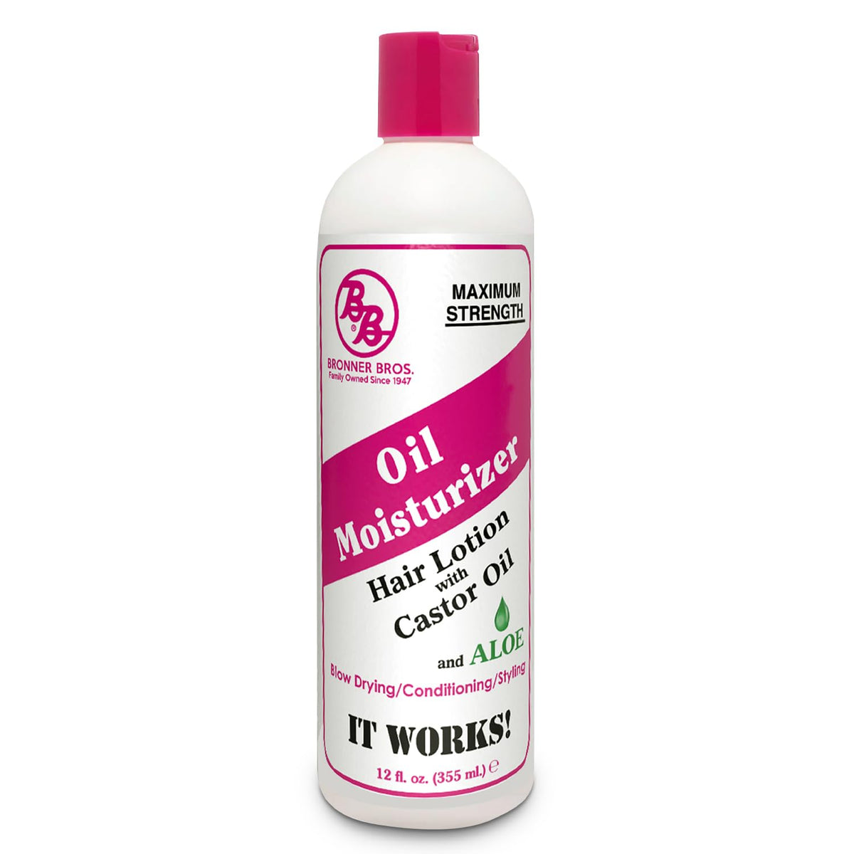 Bronner Bros BB Oil Moisturizer Hair Lotion for Damaged Hair, Scalp Stimulator with Castor Oil, Aloe Vera, Vitamin B5 & Coconut – Alcohol-Free Formula, Natural & Relaxed – 12oz