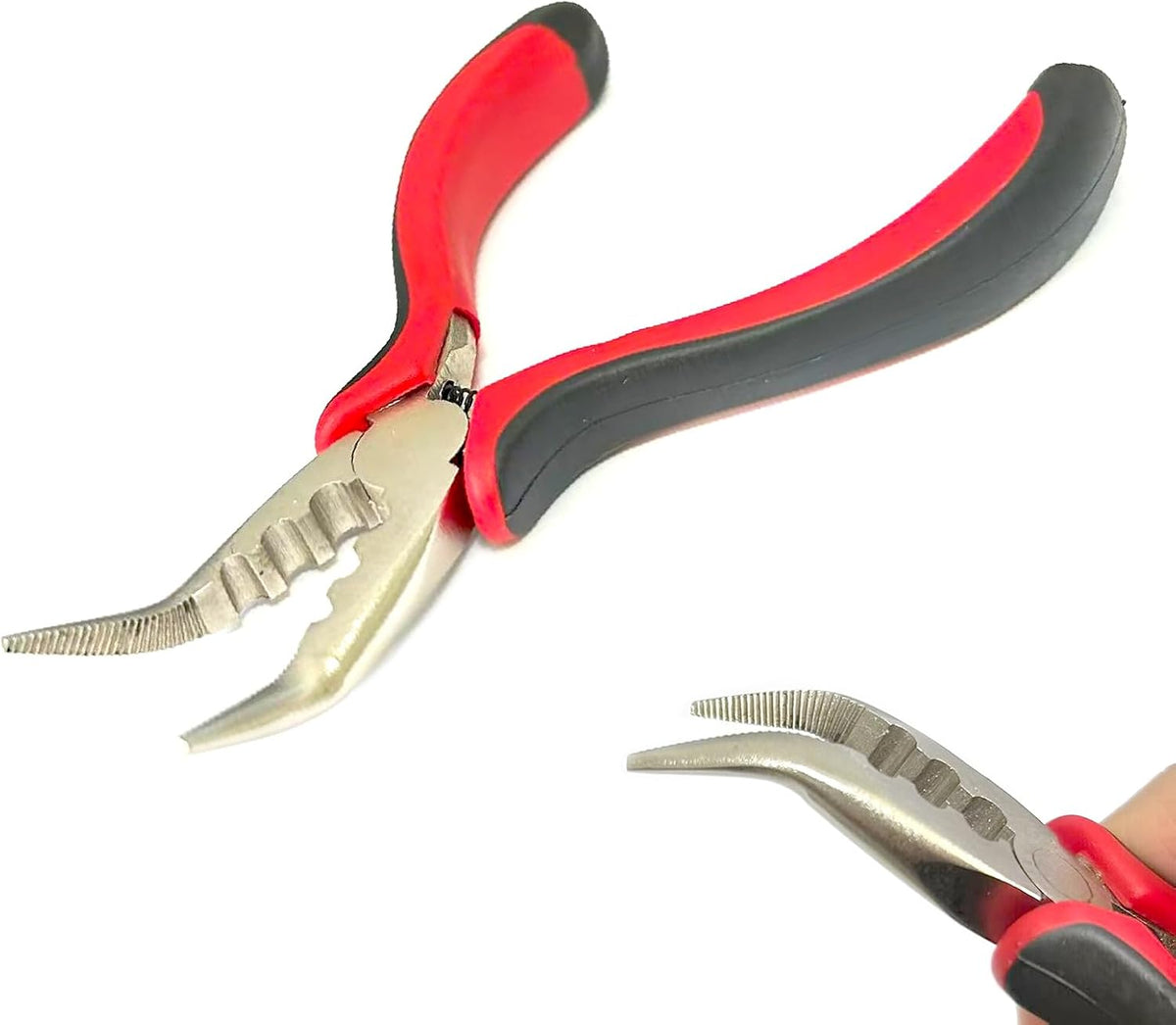 Hair Extenison Pliers with 3 Holes Mini Plier for Micro Nano Ring Hair Extension Opener and Removal Tool (1pcs, Black-red)