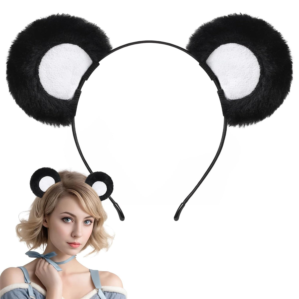 Sightor Brown Bear Ears Headband, Cute Bear Hairband Movable Ear Bear Head Wear for Makeup Washing Face Animal Cosplay Plush Bear Headband
