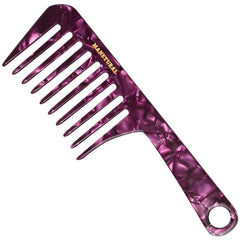 D1 | Wide Tooth Handle comb for Curly Hair| Elevates, Preserves Curl, Eliminates frizz, Acetate comb(White Purple)