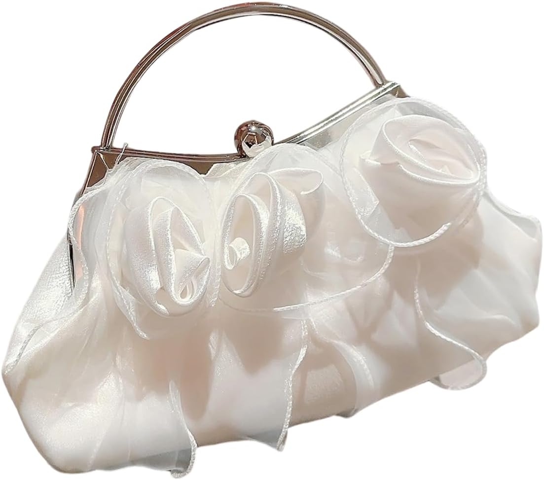 Verdusa Women's Bowknot Evening Bag Ruched Clutch Purse Party Handbag with Chain Strap