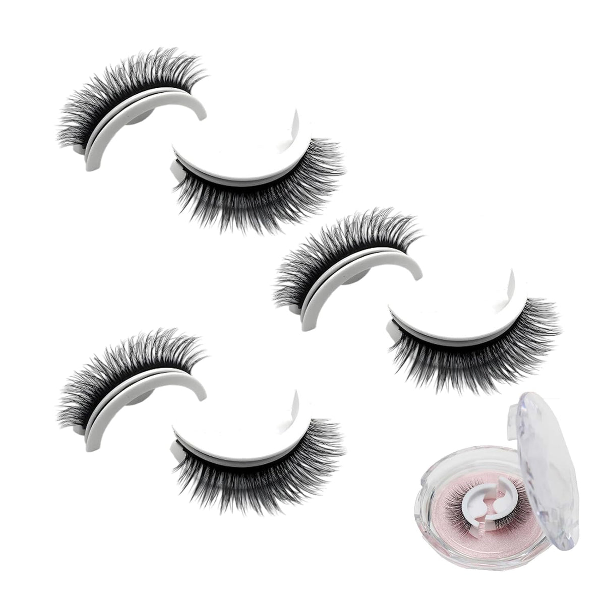 Phansta Eyelashes, Phansta Self-Adhesive Eyelash Extensions, Reusable Self Adhesive Eye Lashes, Waterproof False Eyelashes, Natural Look, No Glue, Easy to Wear and Remove (Natural*3)