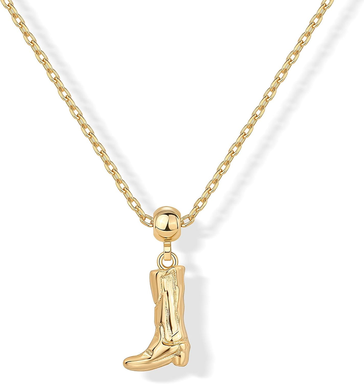 PAVOI 14K Gold Plated Dainty Necklace with Charms - Adjustable Chain Gold Charm Necklace for Women - Small Removable Pendants - Cute Cowboy Boots, Italian Cornicello, Flower, Dragonfly Jewelry Gifts