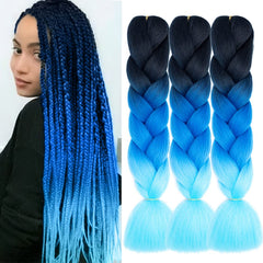 Ombre Braiding Hair 24 Inch Braid Hair Extensions 3Pcs Pre Stretched High Temperature Crochet Braiding Hair (C26)…